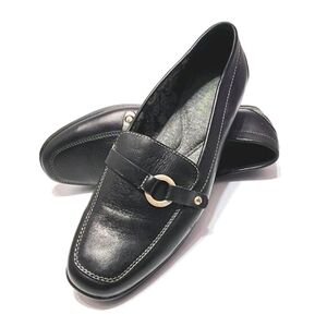 Grasshoppers Women's Black Leather Comfort Flats Size 8.5 Business Casual Loafer